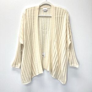 Madeleine Thompson Cashmere Cream Ribbed Open Knit Open Front Cardigan Size S